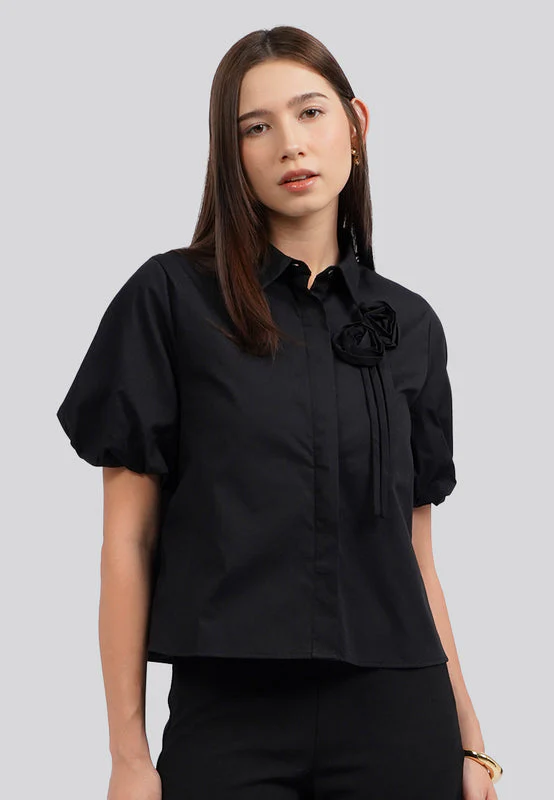 Embellished Ballon Sleeve Blouse
