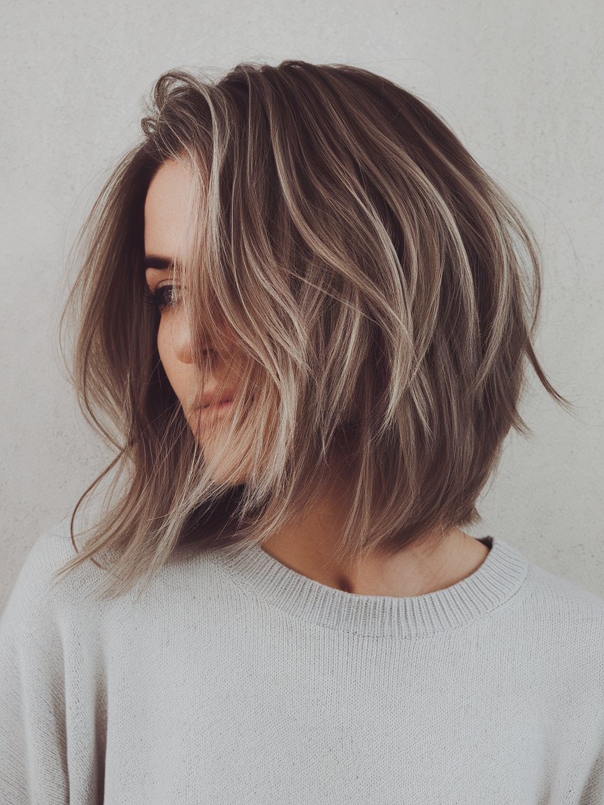 67. Textured Collarbone Length Bob