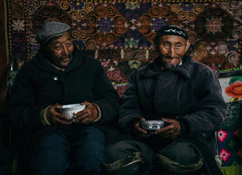 Elders enjoying a cup of tea.