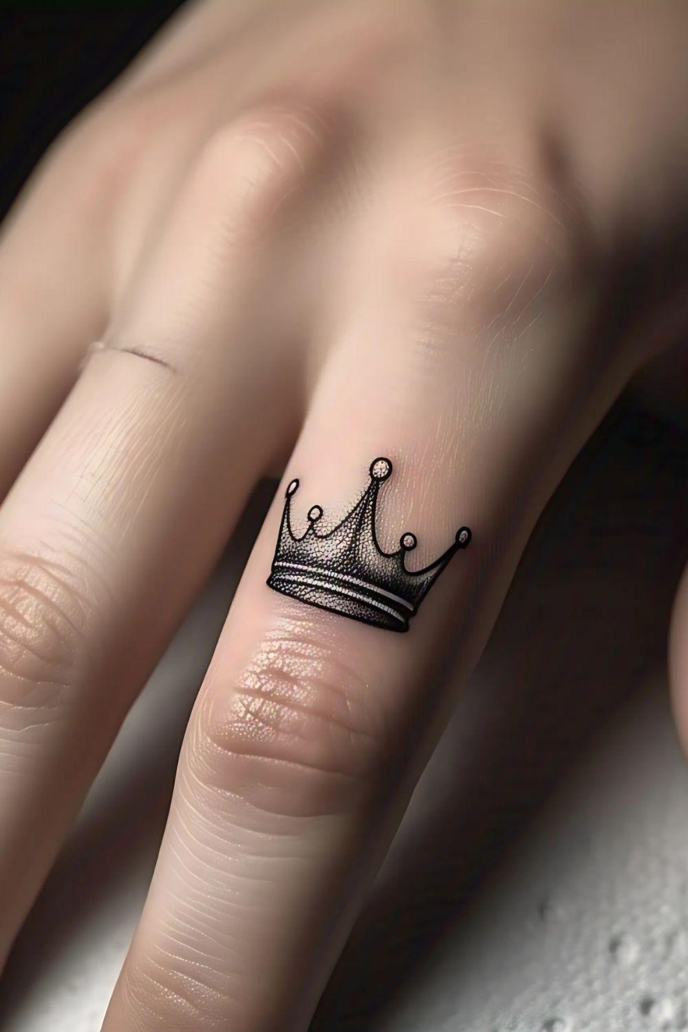 Crown Finger Tattoo