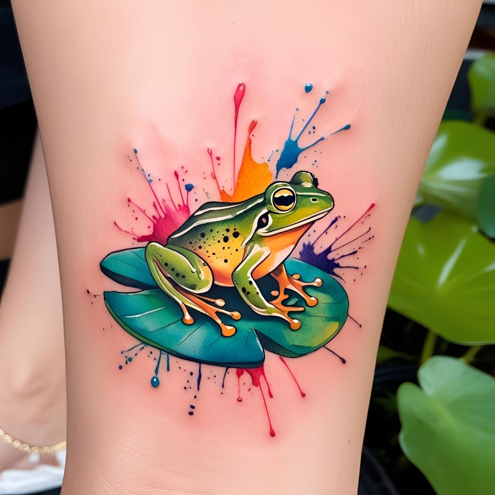 Watercolor Frog Tattoo
