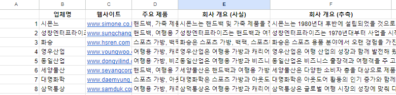 한자가 적힌 테이블