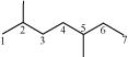 In this structure, the longest chain of carbon contains 7 carbon atoms and 2 methyl are positioned at carbon-2 and carbon-5