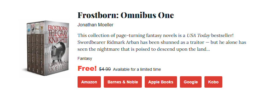 a screenshot of Frostborn book an epic fantasy deal on bookhub