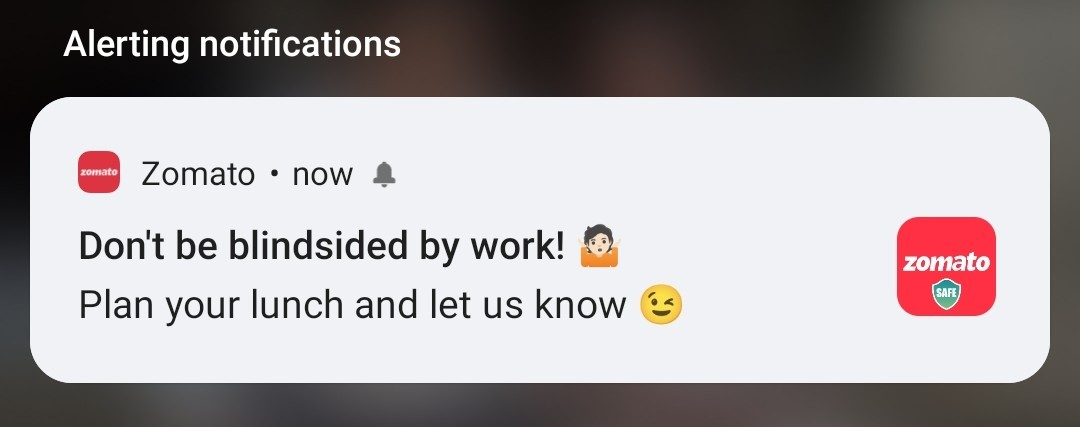 Push notification - Zomato