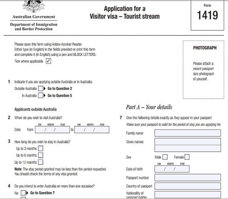 Trang thông tin cơ bản trong đơn xin Visa Úc
