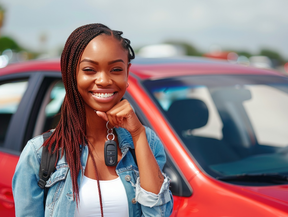 Woman buys a second-hand car for sale