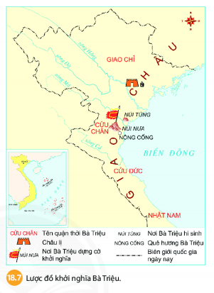 BÀI 18: CÁC CUỘC ĐẤU TRANH GIÀNH ĐỘC LẬP DÂN TỘC TRƯỚC THẾ KỶ XI. KHỞI NGHĨA HAI BÀ TRƯNG (NĂM 40-43)Câu hỏi: - Những câu thơ trích trong Thiên Nam ngữ lục cho em biết thông tin gì về nguyên nhân của cuộc khởi nghĩa Hai Bà Trưng?- Dựa vào lược đồ 18.2, em hãy trình bày diễn biến cuộc khởi nghĩa Hai Bà Trưng- Tìm những cụm từ và câu thể hiện ý nghĩa của khởi nghĩa Hai Bà Trưng trong tư liệu 18.3Giải nhanh: - Nguyên nhân của cuộc khởi nghĩa Hai Bà Trưng:+ Phải trả được mối thù của đất nước+ Muốn khôi phục, giành lại được đất nước mà các vua Hùng đã dựng nên. + Trả thù cho chồng Trưng Trắc là Thi Sách.- Diễn biến cuộc khởi nghĩa Hai Bà Trưng:+ Hai Hà Trưng phất cờ khởi nghĩa vào mùa xuân năm 40 tại Hát Môn.+ Cuộc khởi nghĩa của Hai Bà Trưng bùng nổ và thu hút được hào kiệt khắp nơi về gia nhập. Nghĩa quân đã nhanh chóng đánh bại được quân nhà Hán, làm chủ Mê Linh, rồi tiến về Cổ Loa và Lụy Châu.+ Quan thái thú Tô Định bỏ thành, chạy trốn về Nam Hải. Quân Hán ở các quận huyện khác cũng gặp thất bại.+ Cuộc khởi nghĩa của Hai Bà Trưng năm 40 đến đây đã dành được thắng lợi hoàn toàn+ Năm 42, nhà Hán đưa 2 vạn quân sang xâm lược. Hai Bà Trưng tổ chức kháng chiến anh dũng nhưng thất bại.- Những cụm từ và câu thể hiện ý nghĩa của khởi nghĩa Hai Bà Trưng trong tư liệu 18.3:   Trưng Trắc, Trưng Nhị là đàn bà