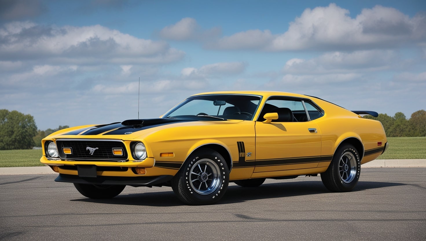 1972 Mustang Mach 1 Canary Yellow Black Louvers