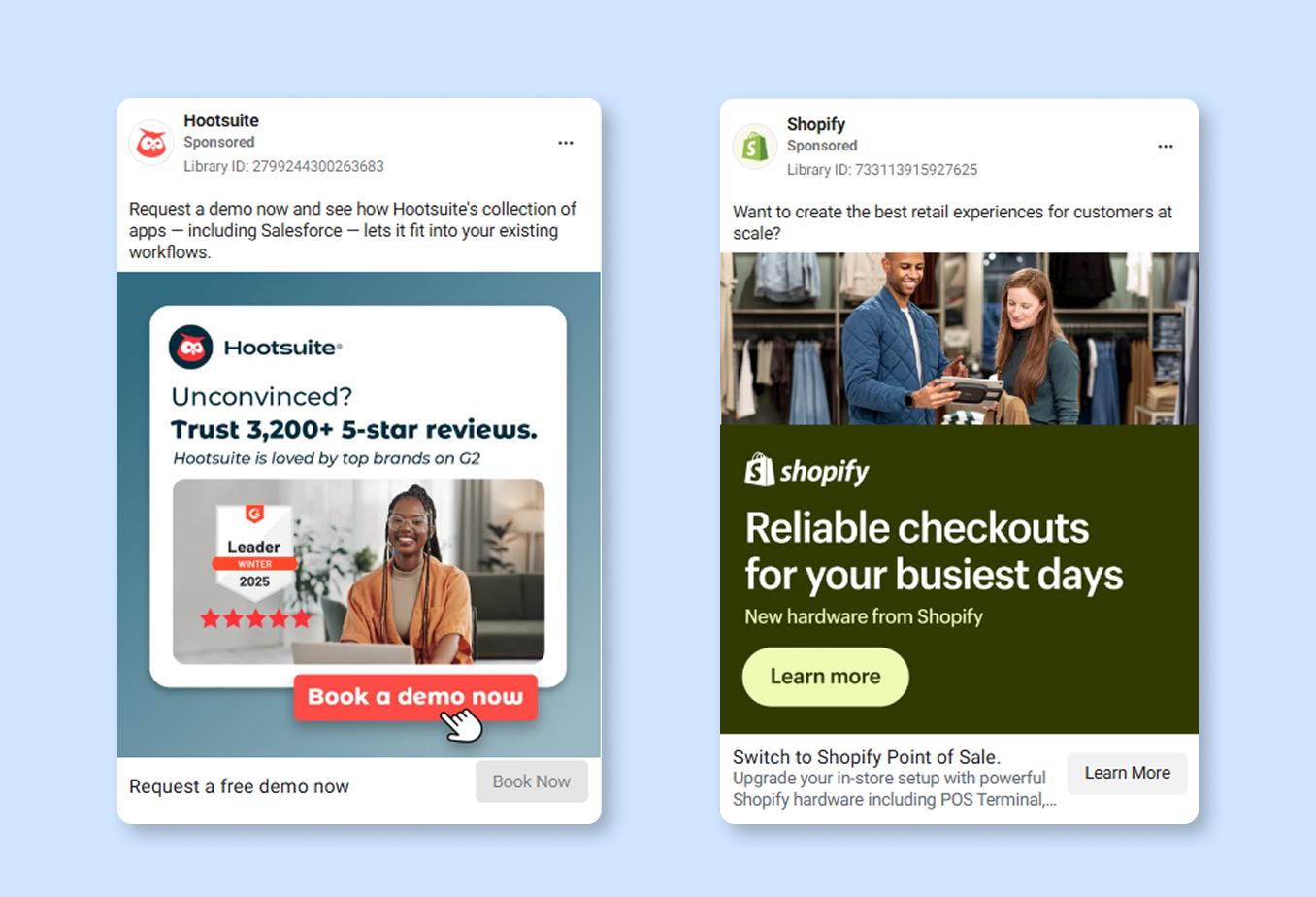 Facebook SaaS ads for consideration