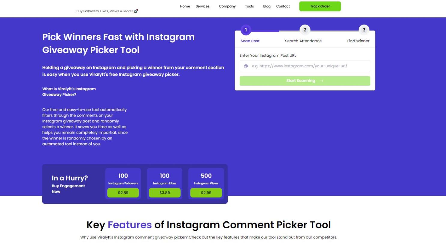 Viralyft: Instagram giveaway picker tool