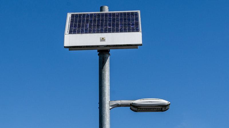 Street Lamp with attached Solar Panel