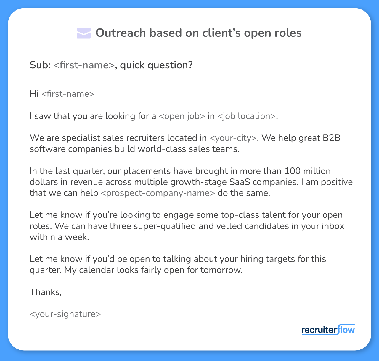 Client Outreach Recruitment email template