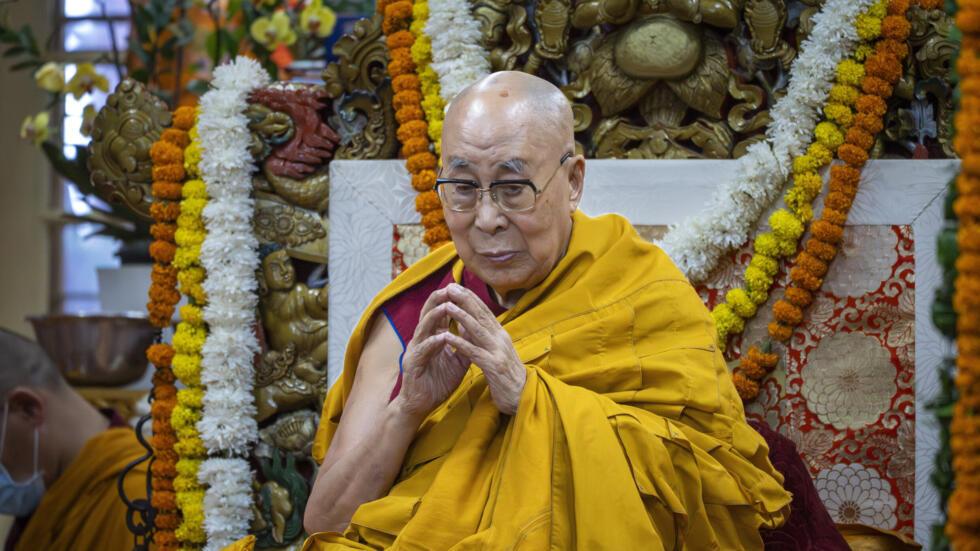 Tibetan spiritual leader the Dalai Lama presides over an event during which Tibetan exiles prayed for his longevity, a day before his 90th birthday, in Dharamshala, India, Saturday, July 5, 2025.(AP Photo/Ashwini Bhatia)