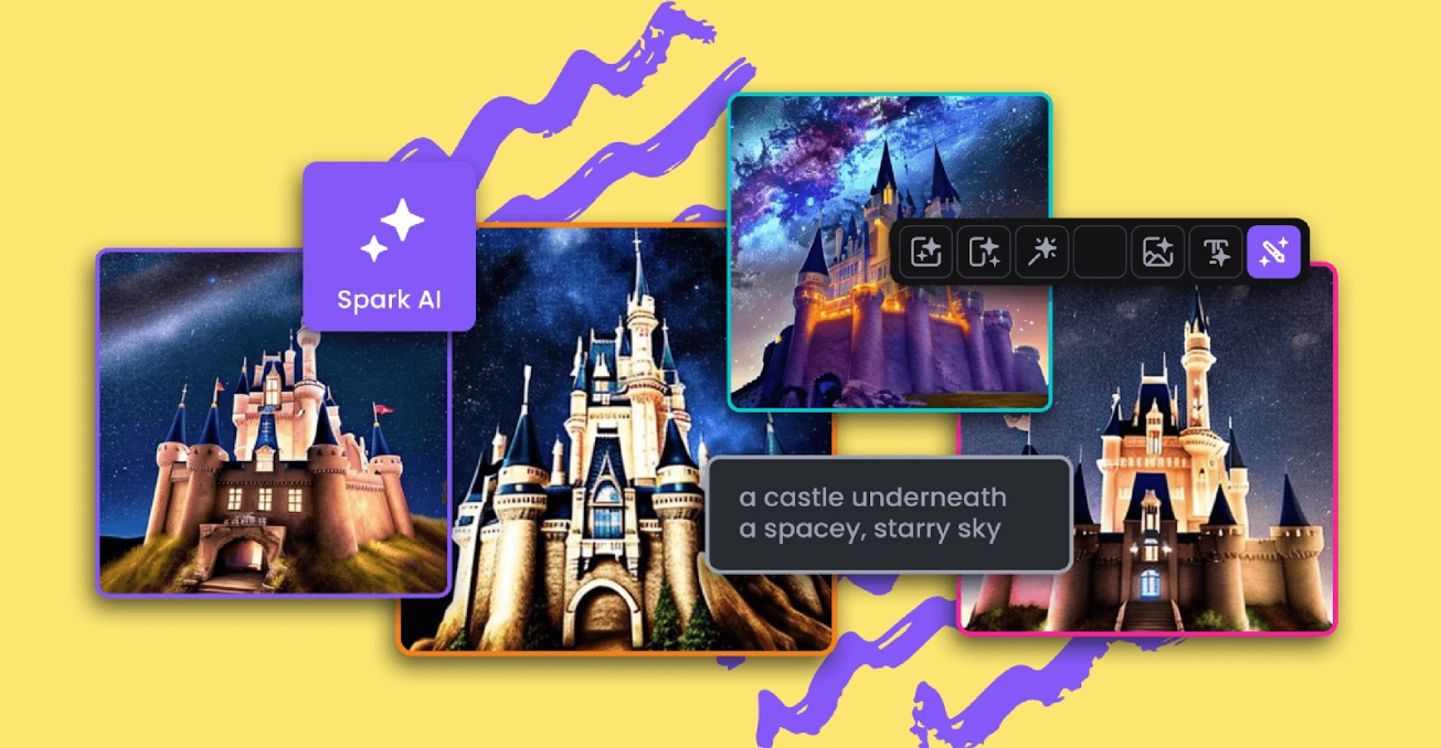 Castles in different shades and edits, Spark AI creative fabrica