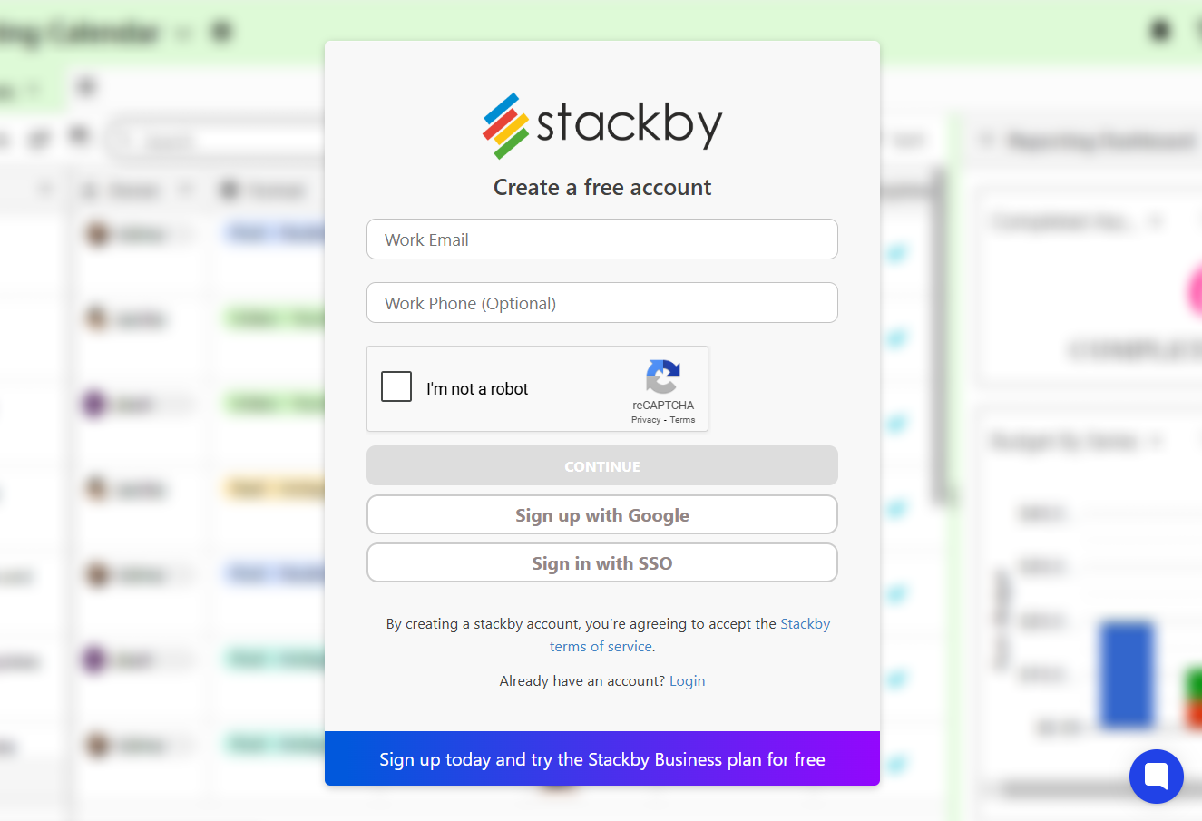 Step 1: Go to stackby.com and sign up for free.