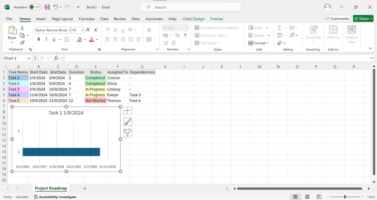 Adding bar chart to Excel