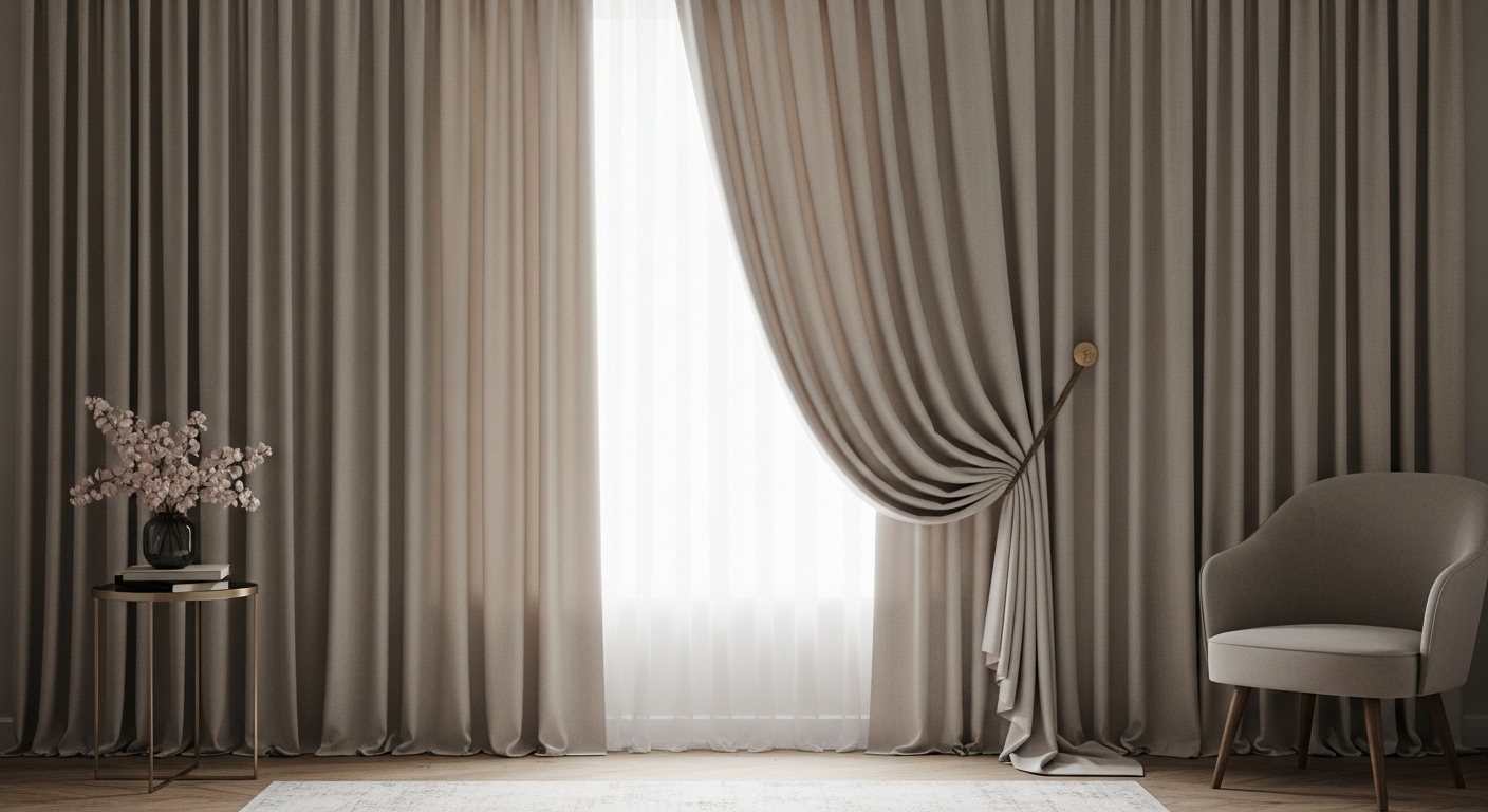 A gray colored Curtains in the living room