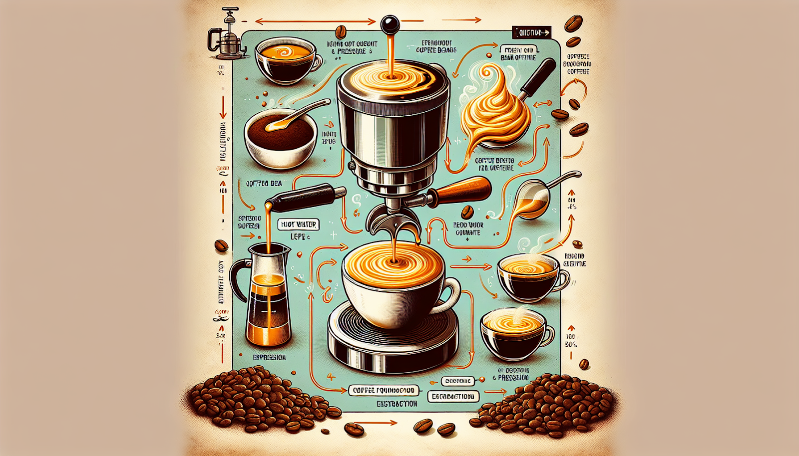 An illustration explaining the science behind coffee crema.