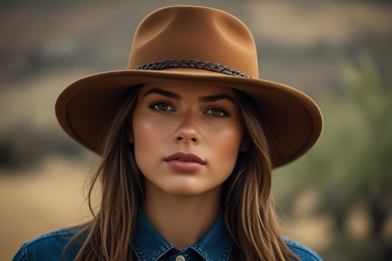 Style of Western Hat with Brim Parallel to Front