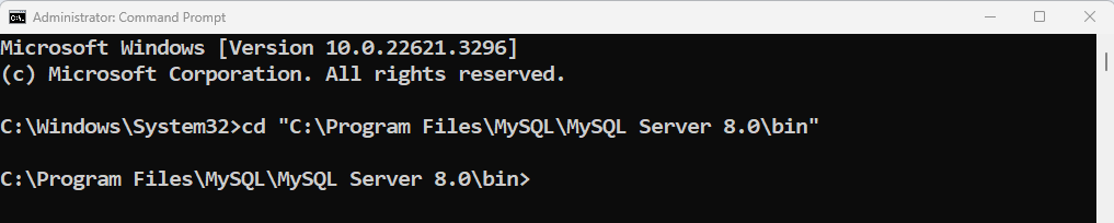 access bin directory of mysql