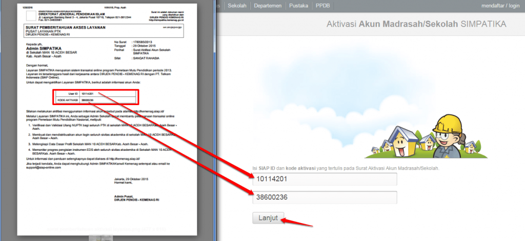 input siap id dan token