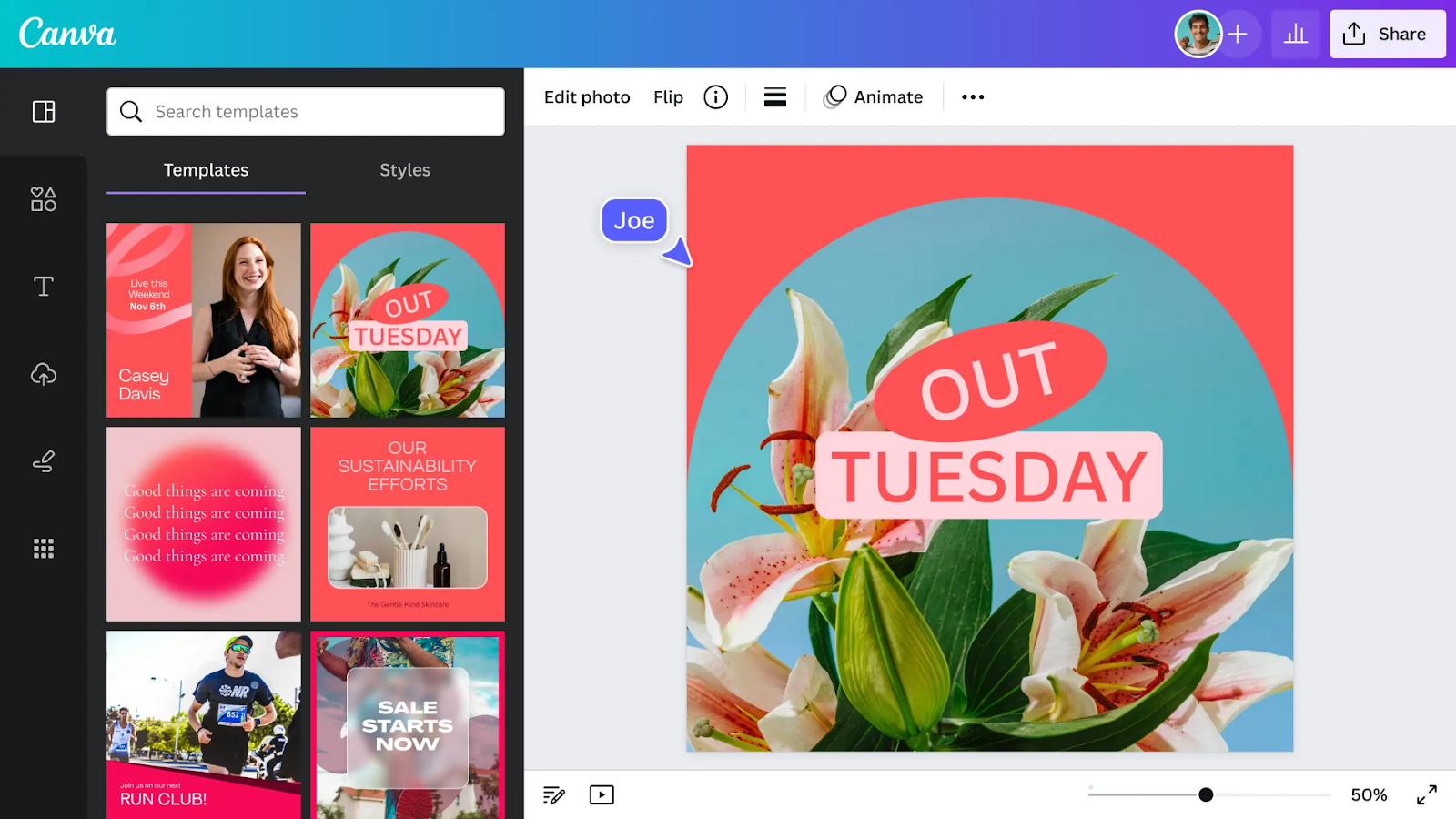 Screenshot of Canva a tool for User-friendly graphic design