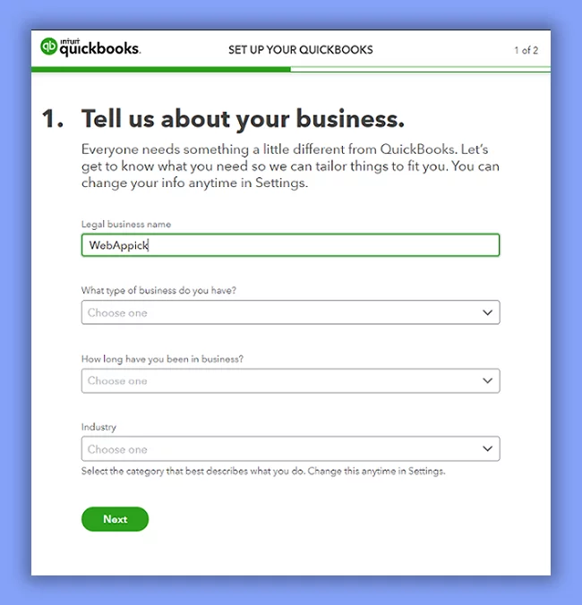 share your business details with QuickBooks
