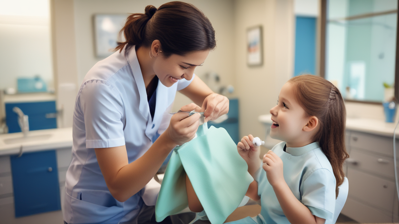 Pediatric dentist with child patient