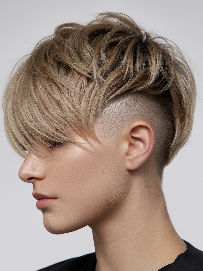 20. Short Shag for Thick Hair with Undercut Layers