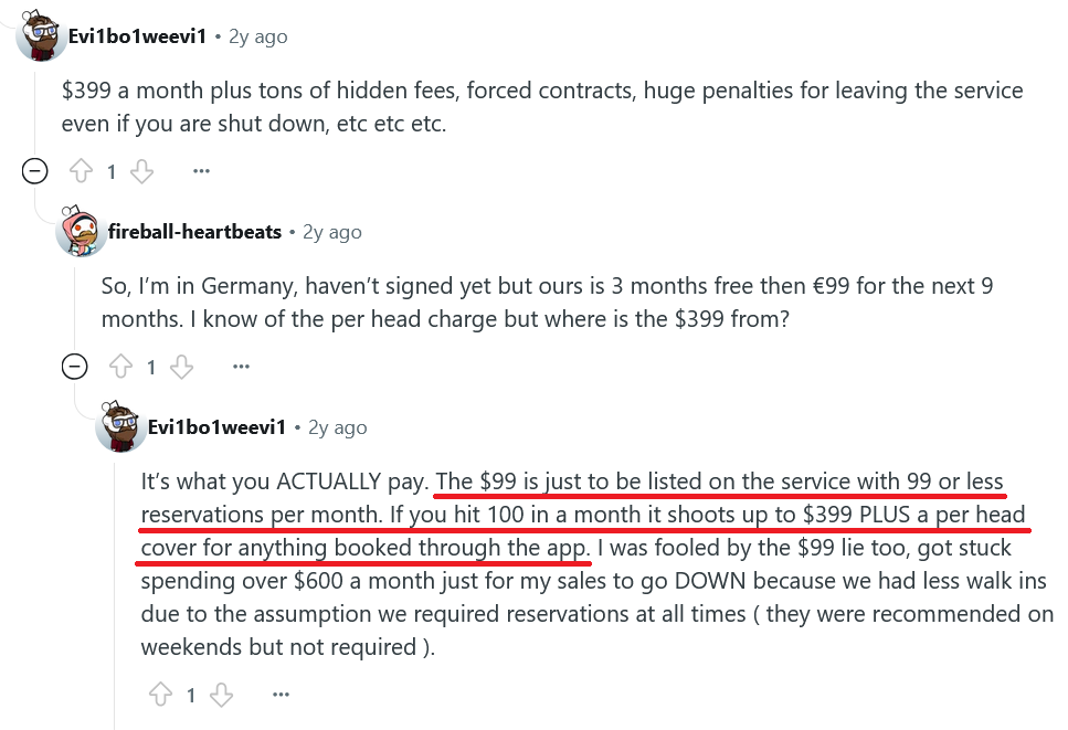 OpenTable  Redditors feedback 