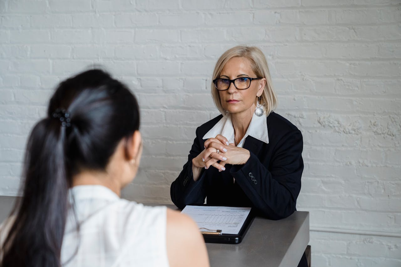 Woman in an interview