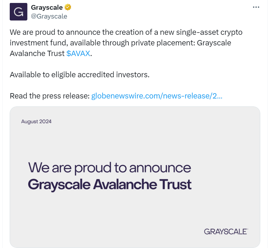 Grayscale Expands to Avalanche