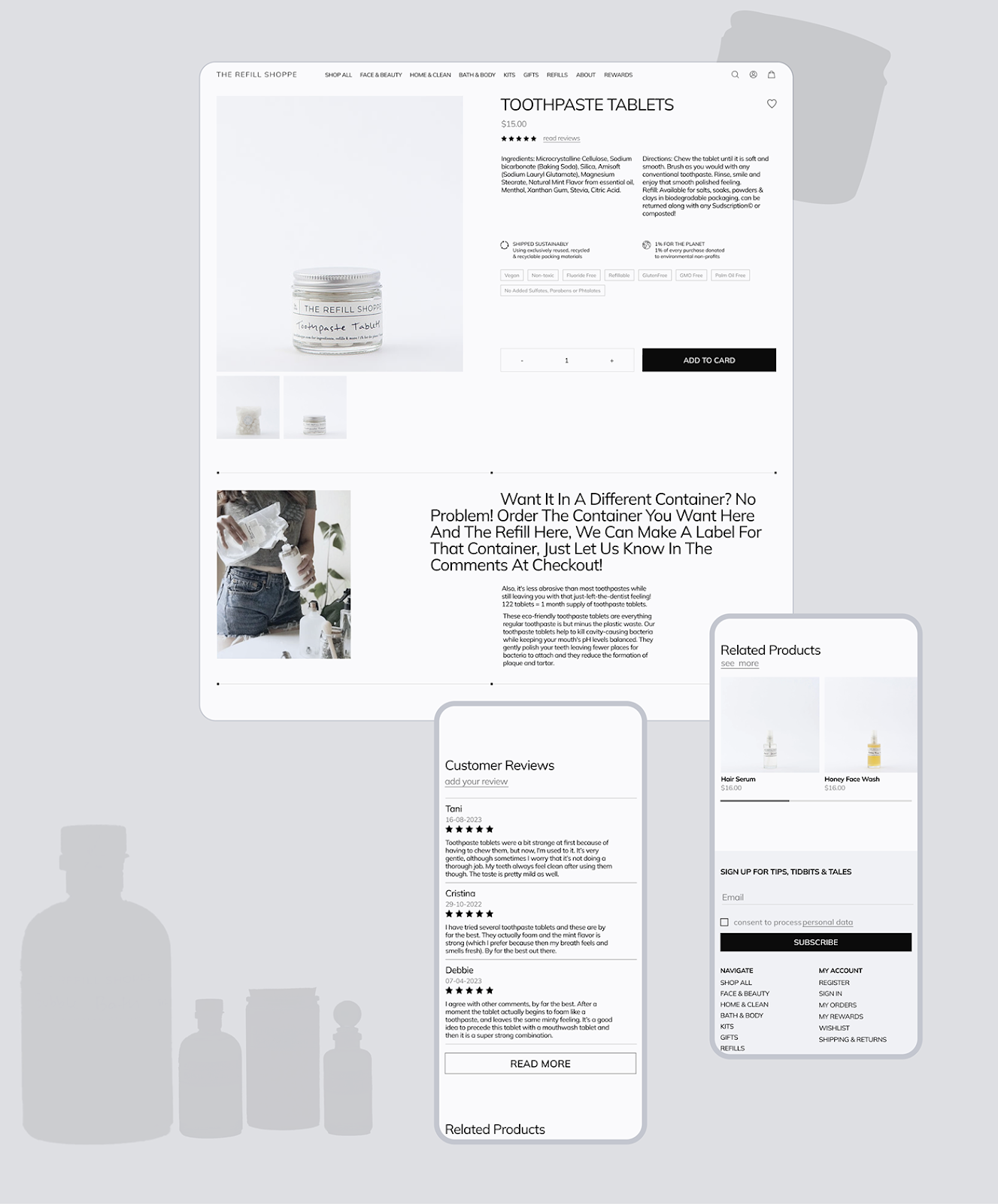 Image from the Refill Shoppe’s Web Design: A Minimalist UI for Sustainability article on Abduzeedo