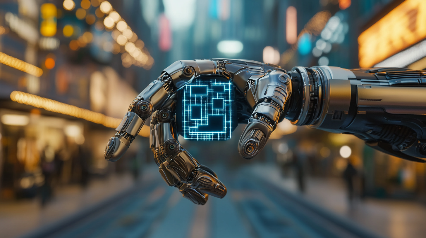 A robotic hand with technological data inside it