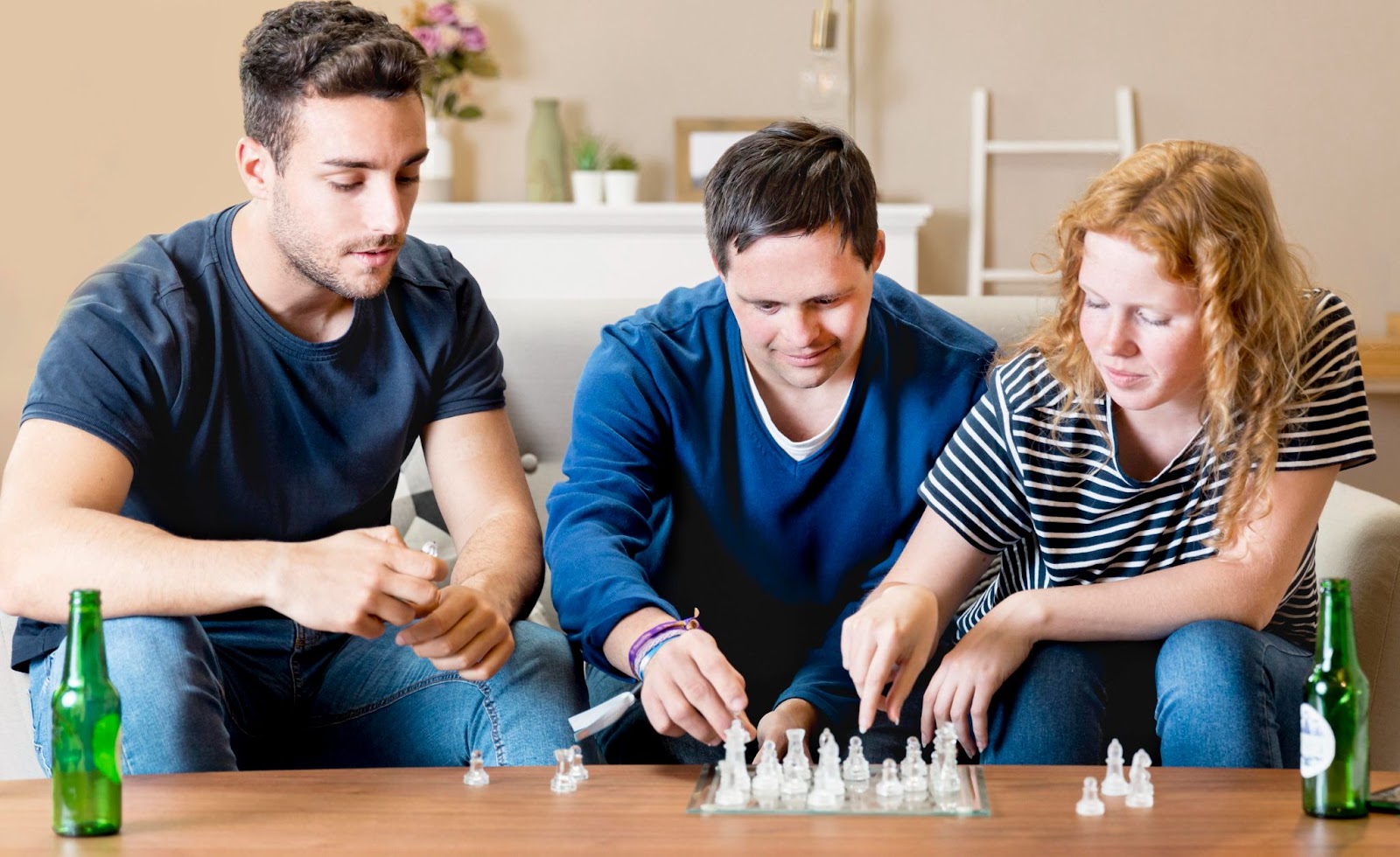 playing chess with adult who has special needs