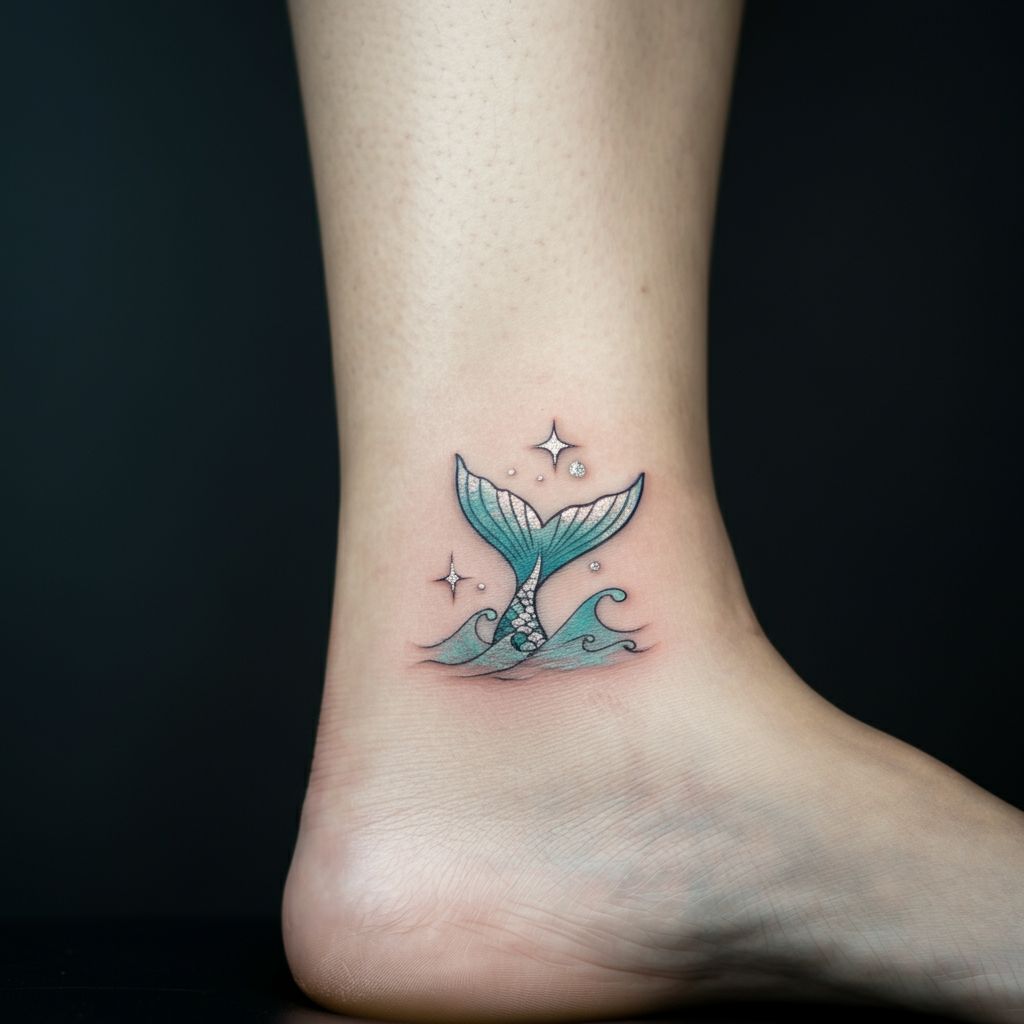 Mermaid Tattoo on Leg or Thigh