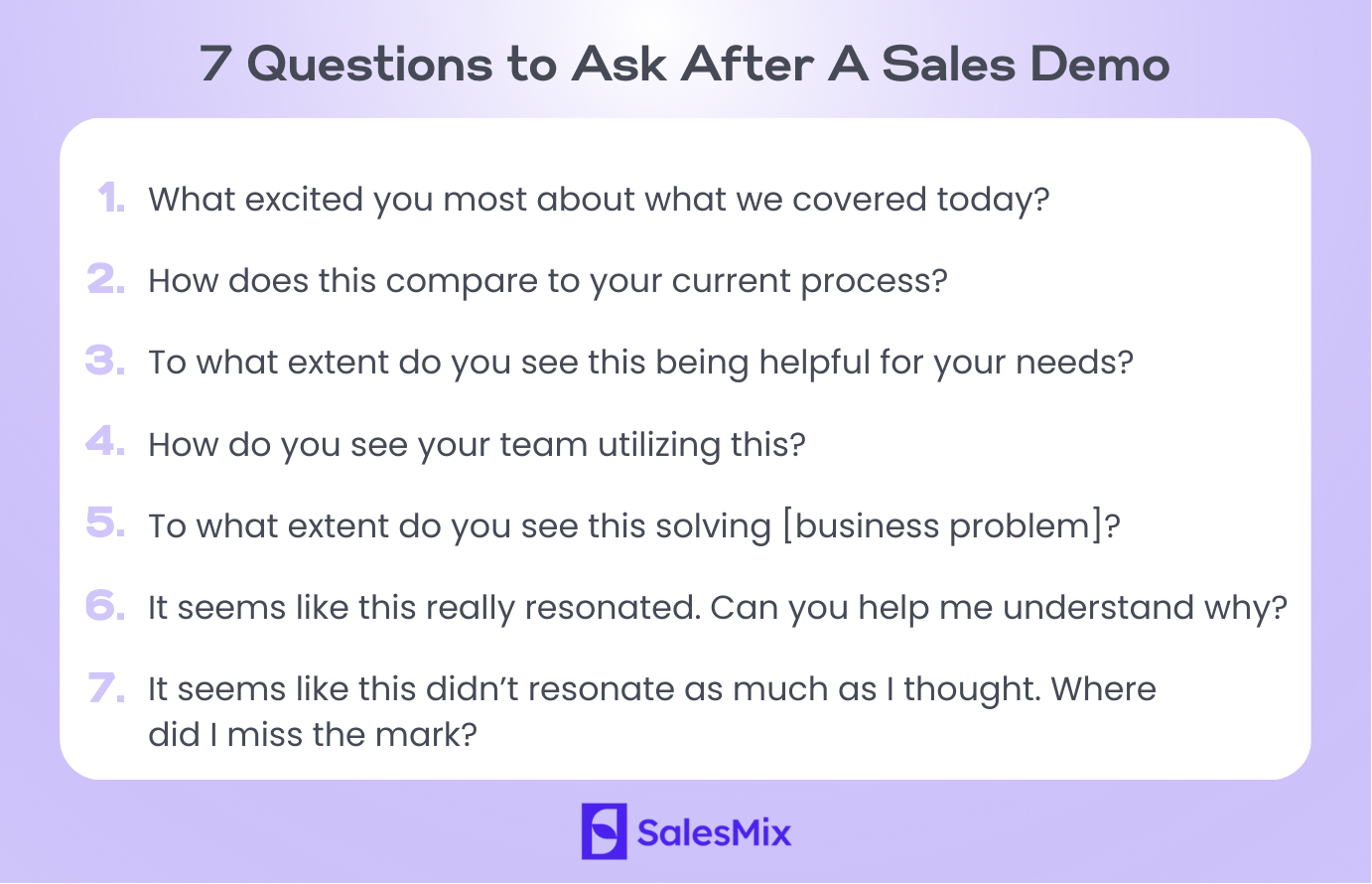 7 Questions to Ask After A Sales Demo