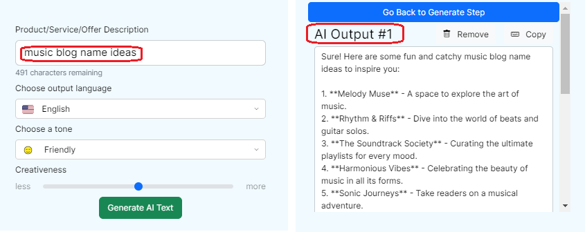 Content Gorilla AI’s Free Blog Post Idea Generator for Music Blog Name Ideas