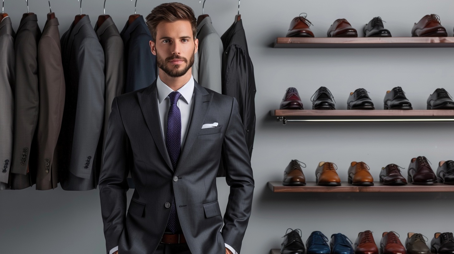 Create a clean, timeless look featuring a two-piece suit in black, navy, or charcoal grey. Keep the styling classic--white dress shirt, slim tie, leather dress shoes. Perfect for a prom or formal event where the goal is simple, sharp elegance.