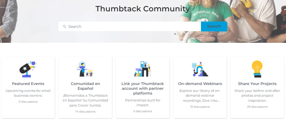 Thumbtack community building features