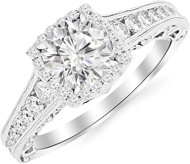Affordable vintage halo diamond engagement ring under $3000
