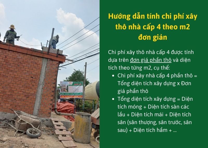 Huong dan tinh chi phi xay tho nha cap 4 theo m2 don gian Nhat Tin (1)