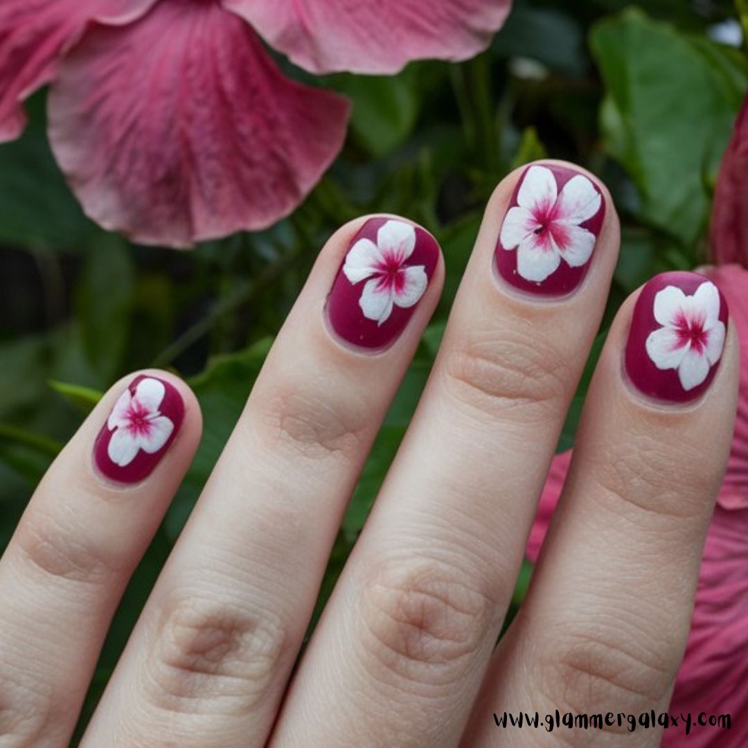 Classy Vacation Nails having Hibiscus Flower Special
