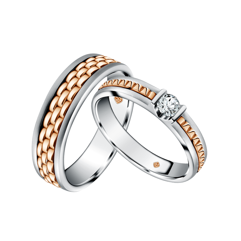 Pesona CIncin NIkah Mewah dengan Two Tone Diamond Ring MONDIAL