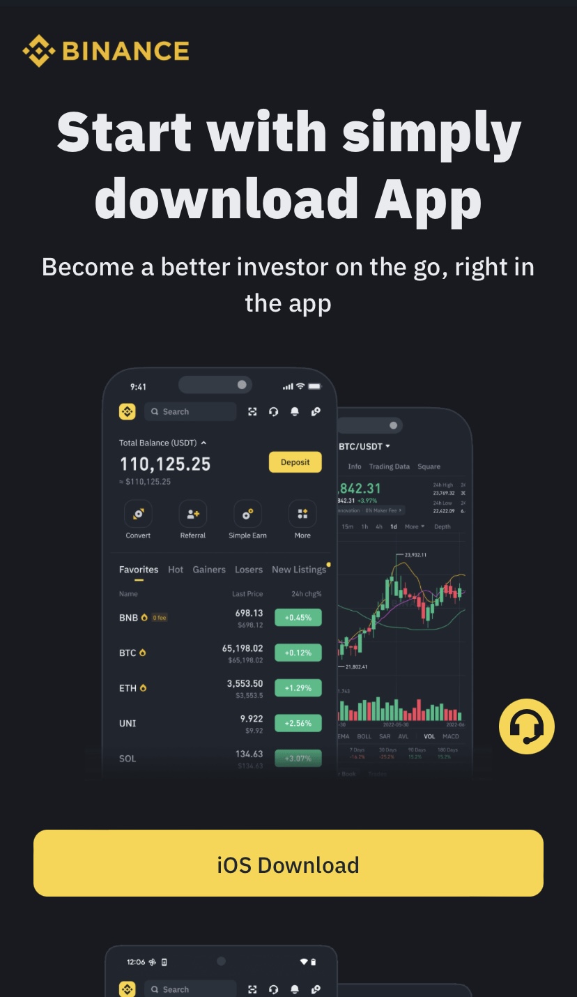  Image showing the interphase of Binance