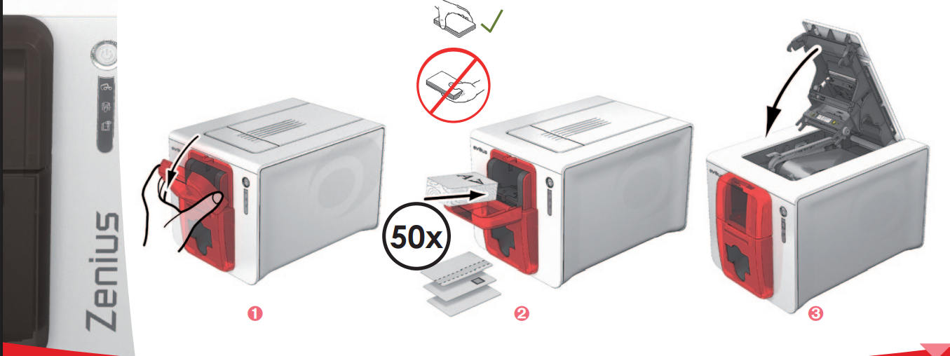 Inserting cards into Zenius card printer