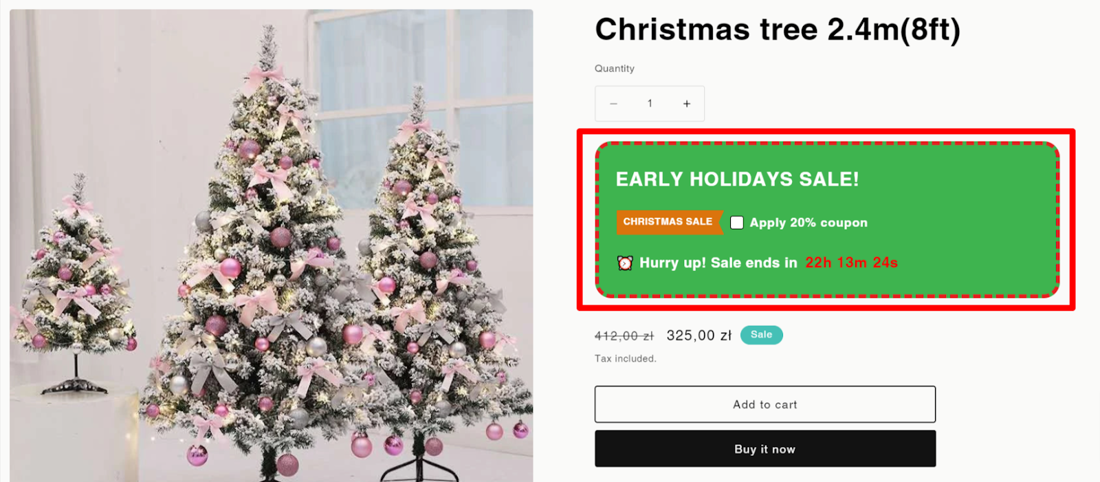 Countdown Timers on the Product Page to create Urgency