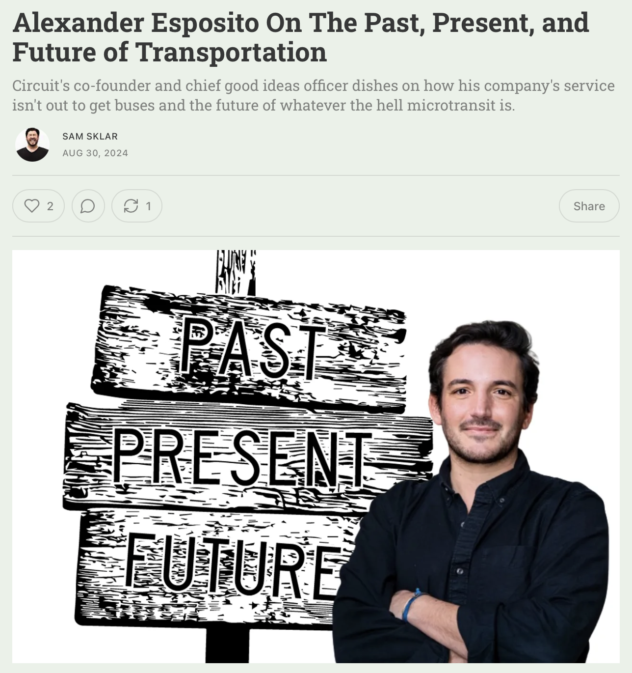 "Alexander Esposito On the Past, Present, and Future of Transportation" headline