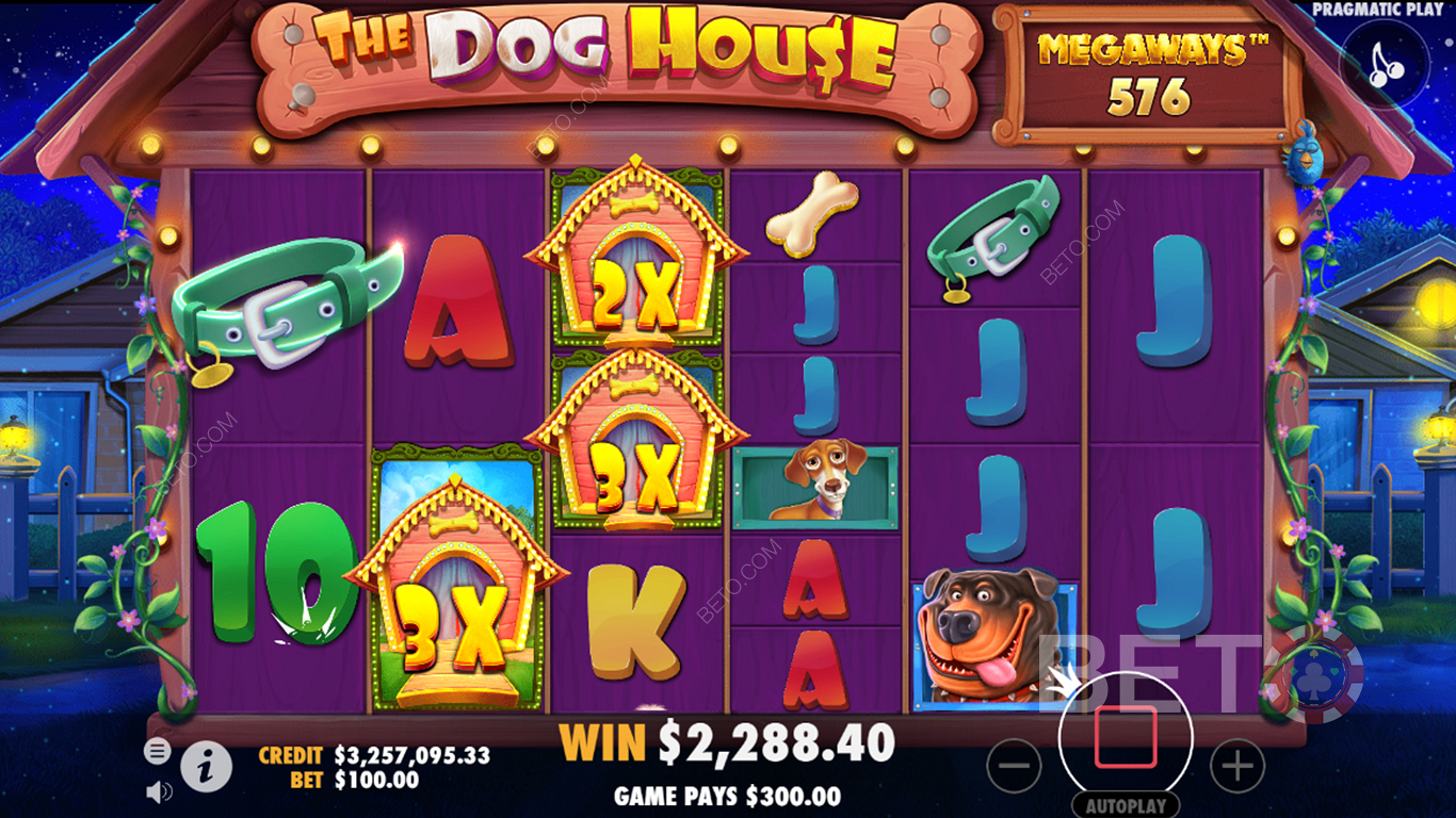 The Dog House Megaways bonus by feature.